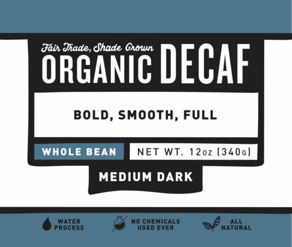 Organic decaf whole bean coffee