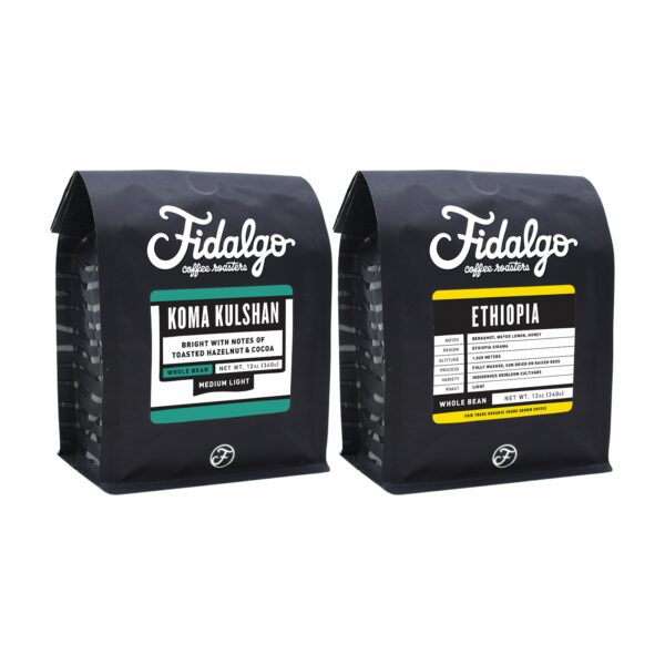 Organic coffee koma kulshan and ethiopia coffee pack