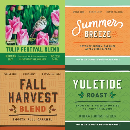 Coffee of the season labels