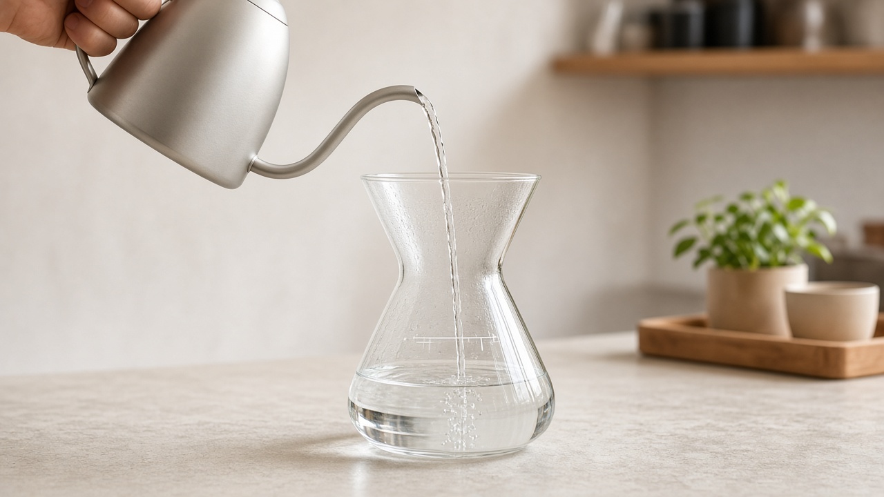 Chemex filled with water to the 700-gram brewing level