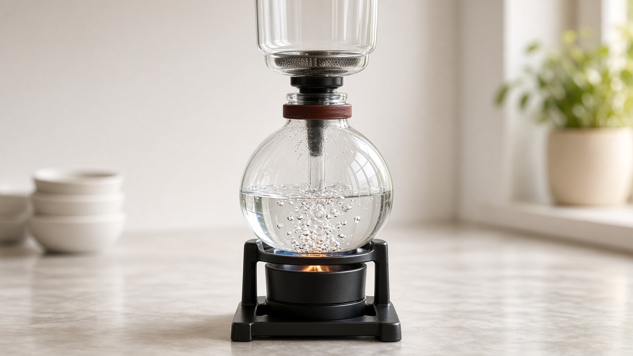 Water heating in the lower chamber of a vacuum pot